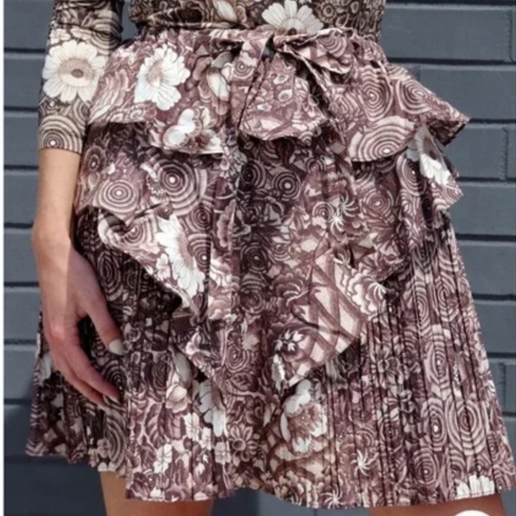 NWOT Ulla Johnson 100% Cotton Sigrid Tiered Mini Skirt in Brown Teak Size 6 - Picture 4 of 8